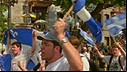 Waving the Quebec flag
